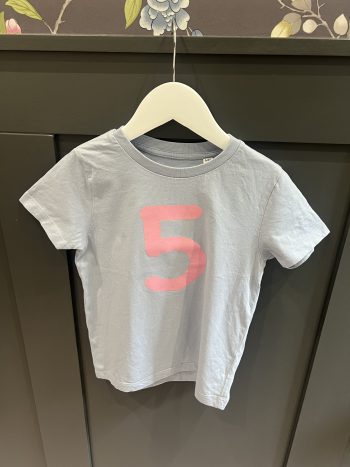 Katie & May - Blue tee with pink '5' - Age 5-6