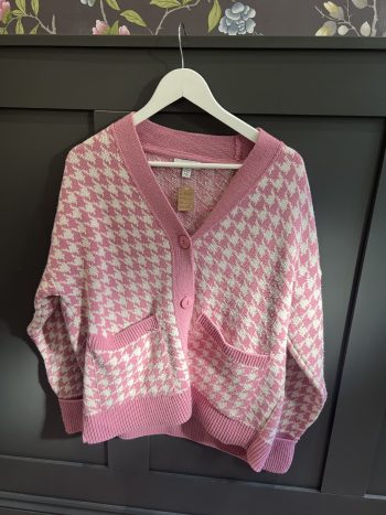 Topshop pink dogtooth cardigan