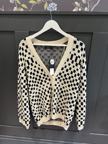 Soaked in Luxury Oversized Checkerboard Black and Cream Cardigan Size Small